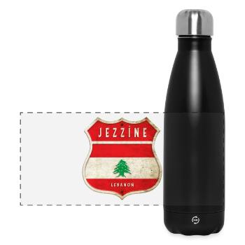 Design du drapeau des armoiries de Jezzine, Liban - Gourde isotherme panoramique 500 ml - noir - Devant