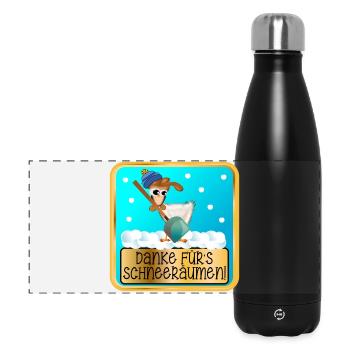 DANKESCHÖN WINTERDIENST - SCHNEERÄUMEN HUHN - Panorama Isolierflasche 500 ml - Schwarz - Vorne