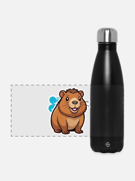 Capybara - Panorama Isolierflasche 500 ml - Schwarz
