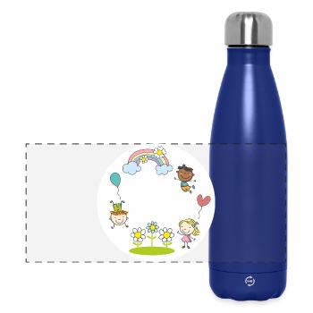 verschiedene Kinder Regenbogen Blumen Luftballon  - Panorama Isolierflasche 500 ml - Dunkelblau  - Vorne