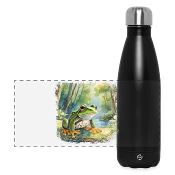 Mignonne jeune grenouille dans le style d’un livre pour enfants - Gourde isotherme panoramique 500 ml - noir - Devant