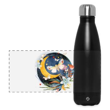 rare exotic butterflies in the moonlight - Panoramic Thermal Bottle 500 ml - black - Front