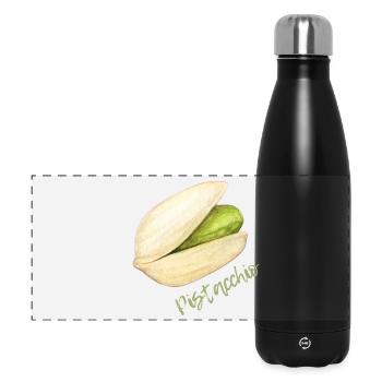 Pistazie mit Schale und Kern - Panorama Isolierflasche 500 ml - Schwarz - Vorne
