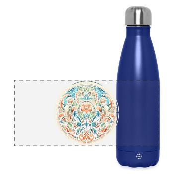 Vitrail à motif floral - Gourde isotherme panoramique 500 ml - bleu foncé  - Devant