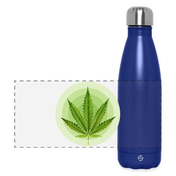 Kreisförmiges grafisches Cannabisblatt - Panorama Isolierflasche 500 ml - Dunkelblau  - Vorne
