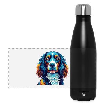 Picardie Spaniel Hunderasse Bunte Karikatur Kawaii - Panorama Isolierflasche 500 ml - Schwarz - Vorne