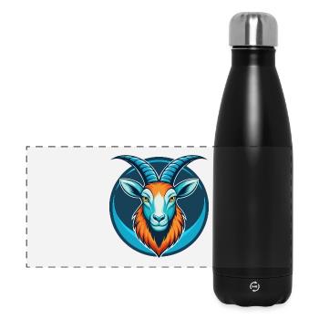 Steinbock Niedliche Kawaii Cartoon Clipart Tier Haustier Logo - Panorama Isolierflasche 500 ml - Schwarz - Vorne