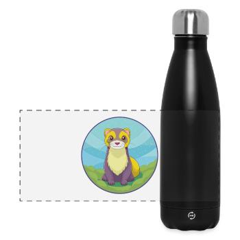 Furet mignon Kawaii dessin animé Clipart Animal de compagnie - Gourde isotherme panoramique 500 ml - noir - Devant