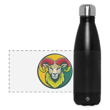 Ram Niedliche Kawaii Cartoon Clipart Haustier Tier - Panorama Isolierflasche 500 ml - Schwarz - Vorne