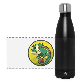 Chamäleon süße Kawaii Cartoon Clipart Haustier Tier - Panorama Isolierflasche 500 ml - Schwarz - Vorne
