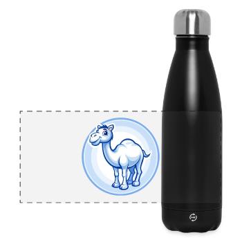 Chameau bleu kawaii dessin animé personnage clipart animal de compagnie - Gourde isotherme panoramique 500 ml - noir - Devant