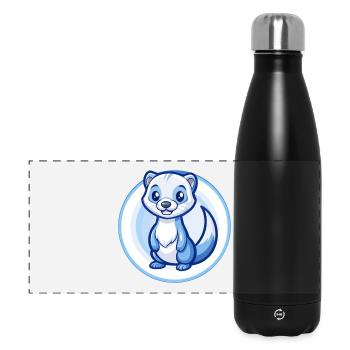Furet Bleu Kawaii Dessin Animé Personnage Clipart Animal de compagnie - Gourde isotherme panoramique 500 ml - noir - Devant