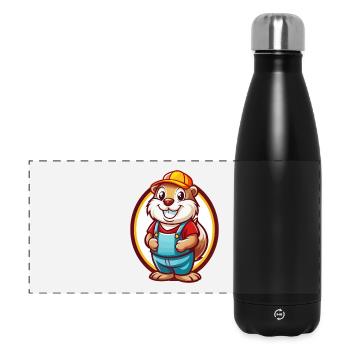 Gopher Funny Kawaii Cartoon Clipart Animal Pet - Panoramic Thermal Bottle 500 ml - black - Front