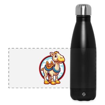 Chameau mignon drôle kawaii dessin animé clipart animal de compagnie - Gourde isotherme panoramique 500 ml - noir - Devant