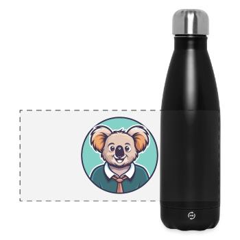 Koala Kawaii Cartoon Figur Tier Haustier Gesicht - Panorama Isolierflasche 500 ml - Schwarz - Vorne