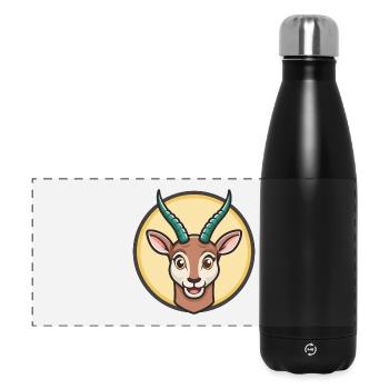 Antelope Kawaii Cartoon Character Animal Pet Face - Panoramic Thermal Bottle 500 ml - black - Front