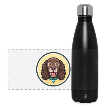 Boykin Spaniel Chien Race Dessin animé Kawaii Clipart - Gourde isotherme panoramique 500 ml - noir - Devant