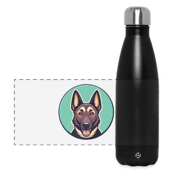 Holländischer Schäferhund Hunderasse Karikatur Kawaii Clipart - Panorama Isolierflasche 500 ml - Schwarz - Vorne