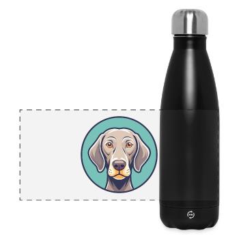 Weimaraner Hund Rasse Cartoon Kawaii Clipart Tier - Panorama Isolierflasche 500 ml - Schwarz - Vorne