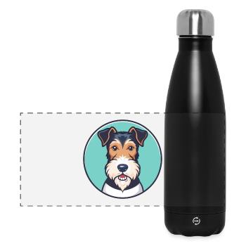 Draht Foxterrier Hund Rasse Cartoon Kawaii Clipart - Panorama Isolierflasche 500 ml - Schwarz - Vorne
