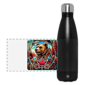 Kanada Bär Natur Design - Panorama Isolierflasche 500 ml - Schwarz - Vorne
