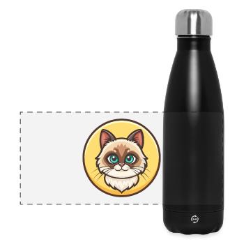 Neva Maskerade Katze Rasse Karikatur Kawaii Tier - Panorama Isolierflasche 500 ml - Schwarz - Vorne