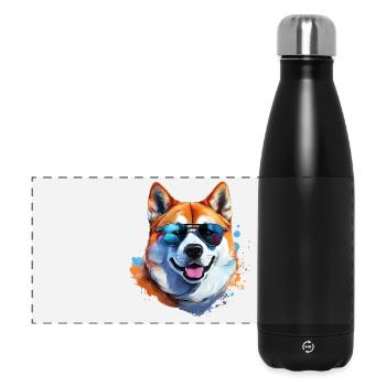 Akita Inu with sunglasses - Panoramic Thermal Bottle 500 ml - black - Front