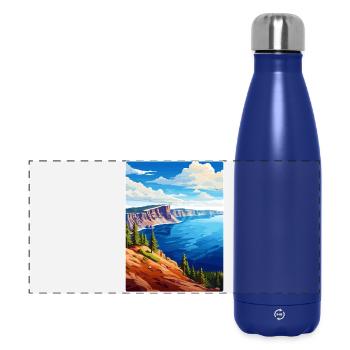 Affiche de voyage souvenir du parc national du lac Crater - Gourde isotherme panoramique 500 ml - bleu foncé  - Devant