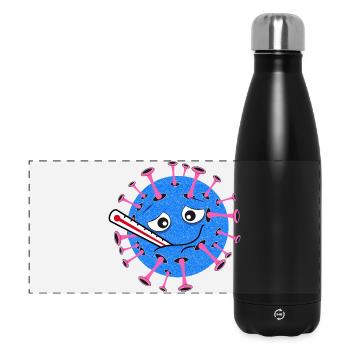 Krankes Virus – Cartoon mit Fieberthermometer - Panorama Isolierflasche 500 ml - Schwarz - Vorne
