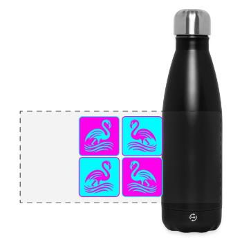 Flamant rose Vagues Pop Art - Gourde isotherme panoramique 500 ml - noir - Devant