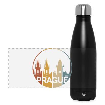 Prague city silhouette vintage colors - castle logo - Panoramic Thermal Bottle 500 ml - black - Front