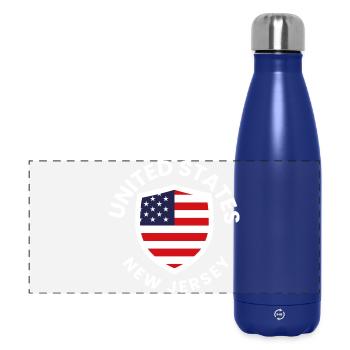 USA New Jersey Flag Badge - Panoramic Thermal Bottle 500 ml - dark blue  - Front