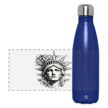 Statue of Liberty with US flag - Panoramic Thermal Bottle 500 ml - dark blue  - Front