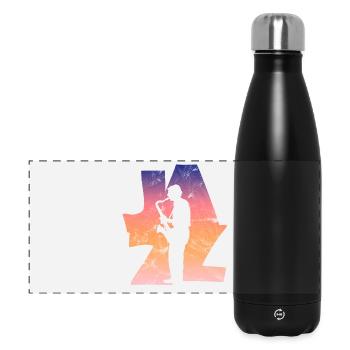 Saxophoniste de jazz - Gourde isotherme panoramique 500 ml - noir - Devant
