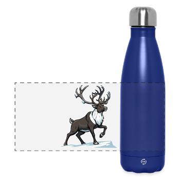 Nördliches Maskottchen des arktischen Karibu-Rentiers - Panorama Isolierflasche 500 ml - Dunkelblau  - Vorne