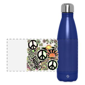 Peace Hippie Flower Stop The War - Panorama Isolierflasche 500 ml - Dunkelblau  - Vorne
