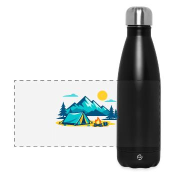 Bergzeltcamping unter sonniger Berglandschaft - Panorama Isolierflasche 500 ml - Schwarz - Vorne