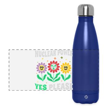Nuclear power Yes Please with flowers retro - Panoramic Thermal Bottle 500 ml - dark blue  - Front