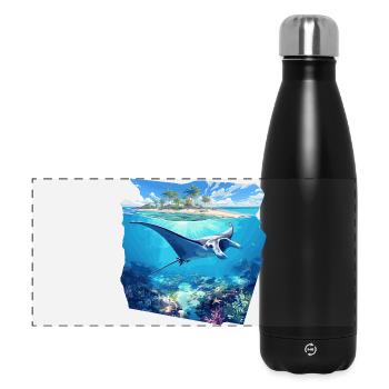 Rochen Mantarochen - Panorama Isolierflasche 500 ml - Schwarz - Vorne