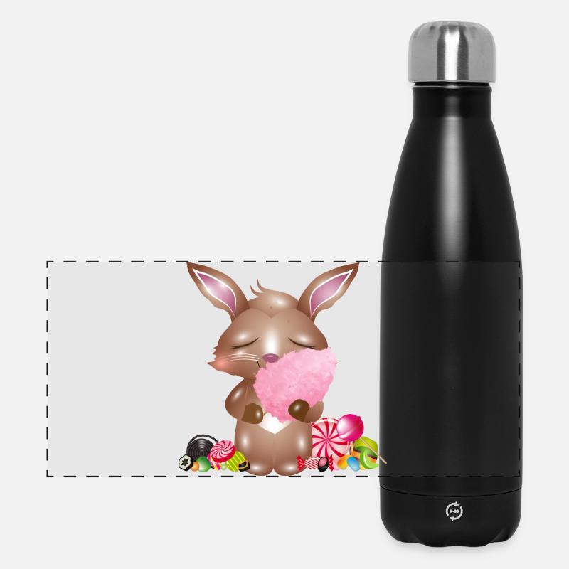 Lapin mignon avec barbe à papa et bonbons - Gourde isotherme panoramique 500 ml - noir