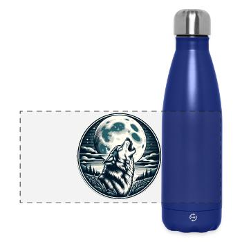 Lupine neighs at the full moon - Panoramic Thermal Bottle 500 ml - dark blue  - Front