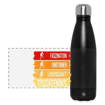 Faszination - Emotionen - Leidenschaft Tischtennis - Panorama Isolierflasche 500 ml - Schwarz - Vorne