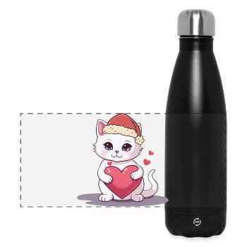 Xmas Katze Kätzchen Katzen Weihnachtsmann Nikolaus - Panorama Isolierflasche 500 ml - Schwarz - Vorne