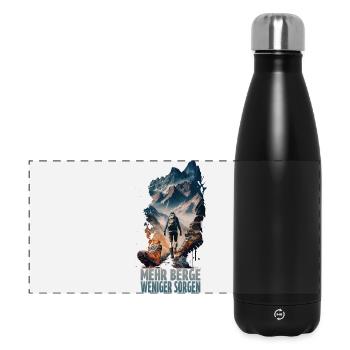 Mehr Berge - Weniger Sorgen - Panorama Isolierflasche 500 ml - Schwarz - Vorne
