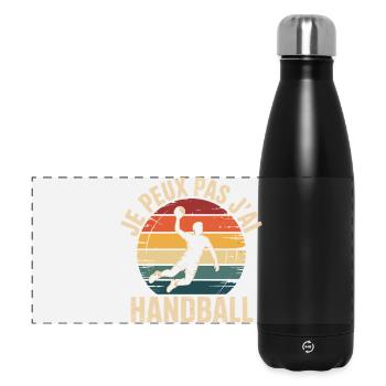 Ich kann nicht, ich habe Handball, Handball-Geschenk - Panorama Isolierflasche 500 ml - Schwarz - Vorne