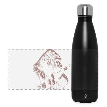 Whimsical Raccoon Dandelion Vintage Sketch Animal - Panorama Isolierflasche 500 ml - Schwarz - Vorne