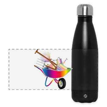 Outils de jardinage colorés dans une brouette - Gourde isotherme panoramique 500 ml - noir - Devant