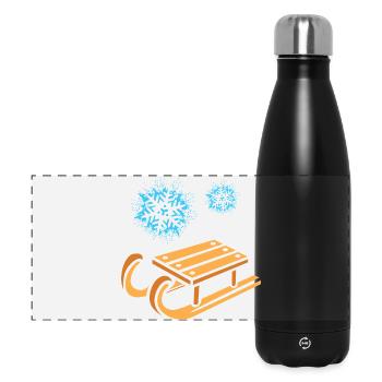 Schlitten mit Schneeflocken Cartoon - Panorama Isolierflasche 500 ml - Schwarz - Vorne