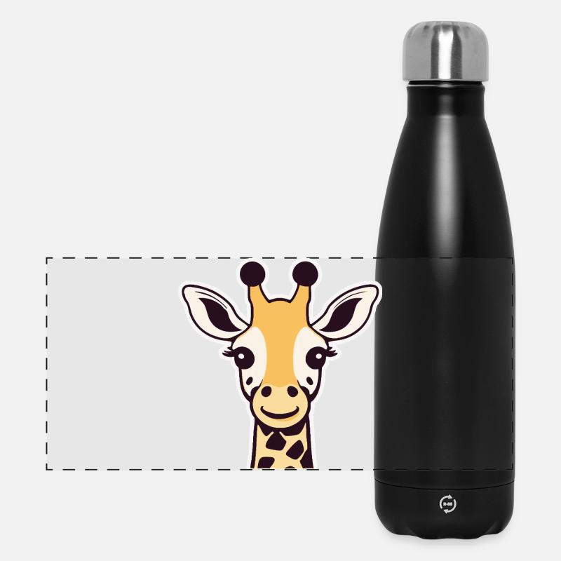 Cute Giraffe (Head) - Panoramic Thermal Bottle 500 ml - black