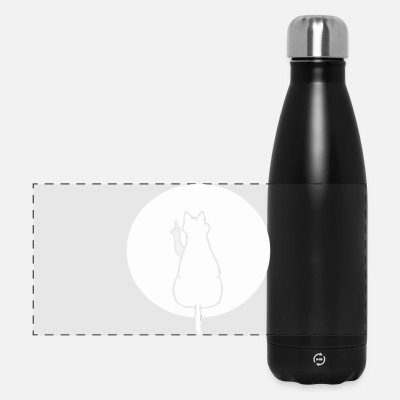 Katze Katzen Cat Kätzchen Mieze Mittelfinger - Panorama Isolierflasche 500 ml - Schwarz